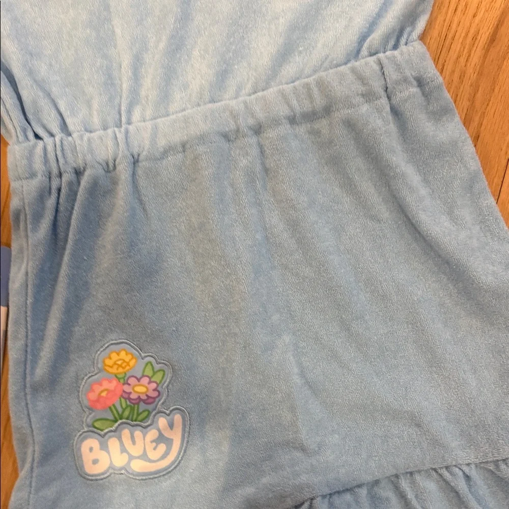 Bluey Hooded Beach Cloth Coverup & Floral Swimsuit Set - Light Blue & Multicolor - Picture 6 of 12